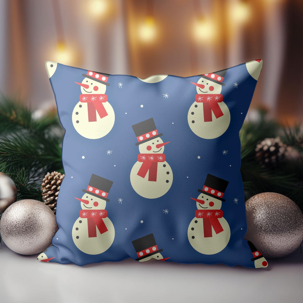 Cheerful Snowman Christmas Throw Pillow – Festive Winter Cushion Cover