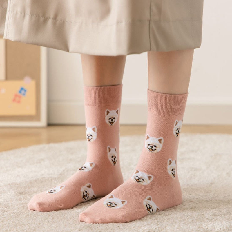 Cute Dog Print Cozy Cotton Socks