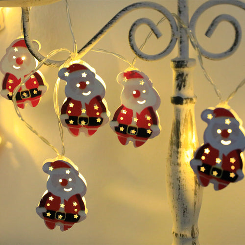 Christmas LED Light String – Festive Santa & Snowman Ornaments for Home Decoration