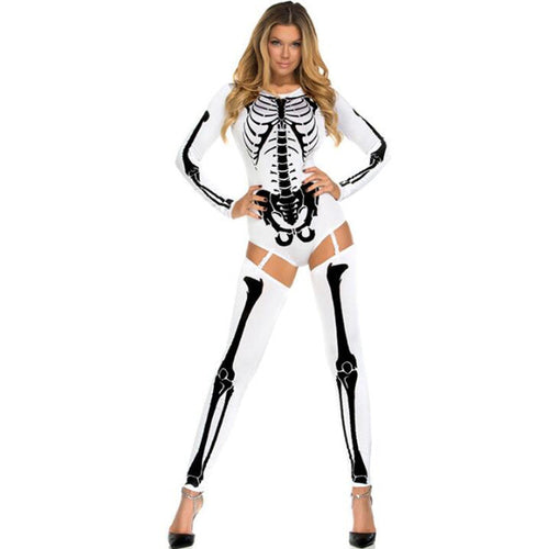 Halloween Skull Zombie Cosplay Costume – Stylish Horror Party Uniform for Women