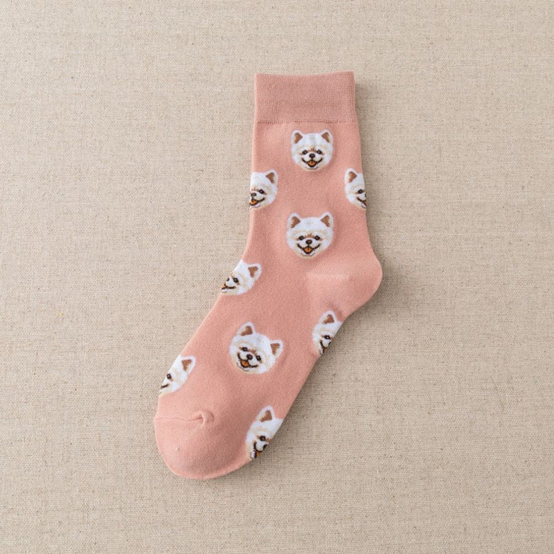 Cute Dog Print Cozy Cotton Socks