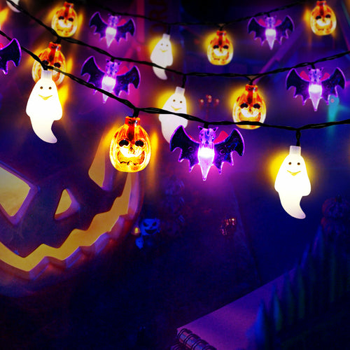 Solar Powered Halloween Lights – Pumpkin, Bat & Ghost LED String for Outdoor & Indoor Décor