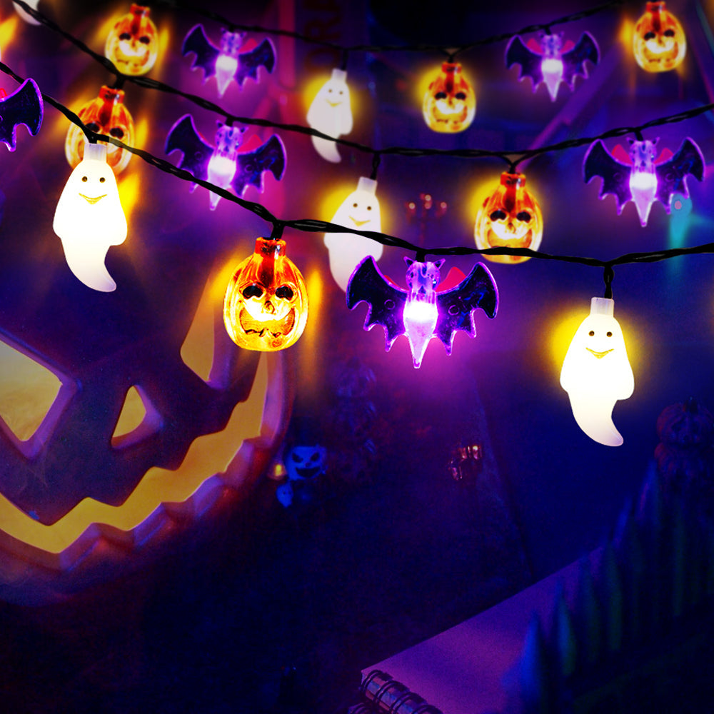 Solar Powered Halloween Lights – Pumpkin, Bat & Ghost LED String for Outdoor & Indoor Décor