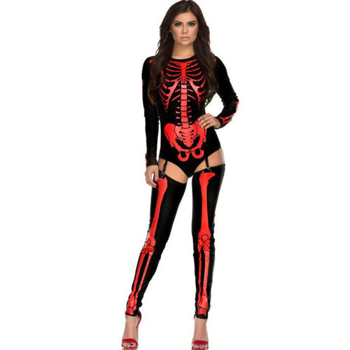 Halloween Skull Zombie Cosplay Costume – Stylish Horror Party Uniform for Women