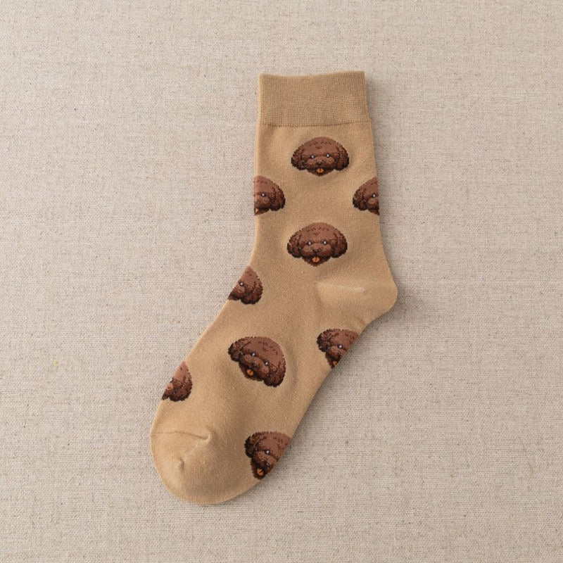 Cute Dog Print Cozy Cotton Socks