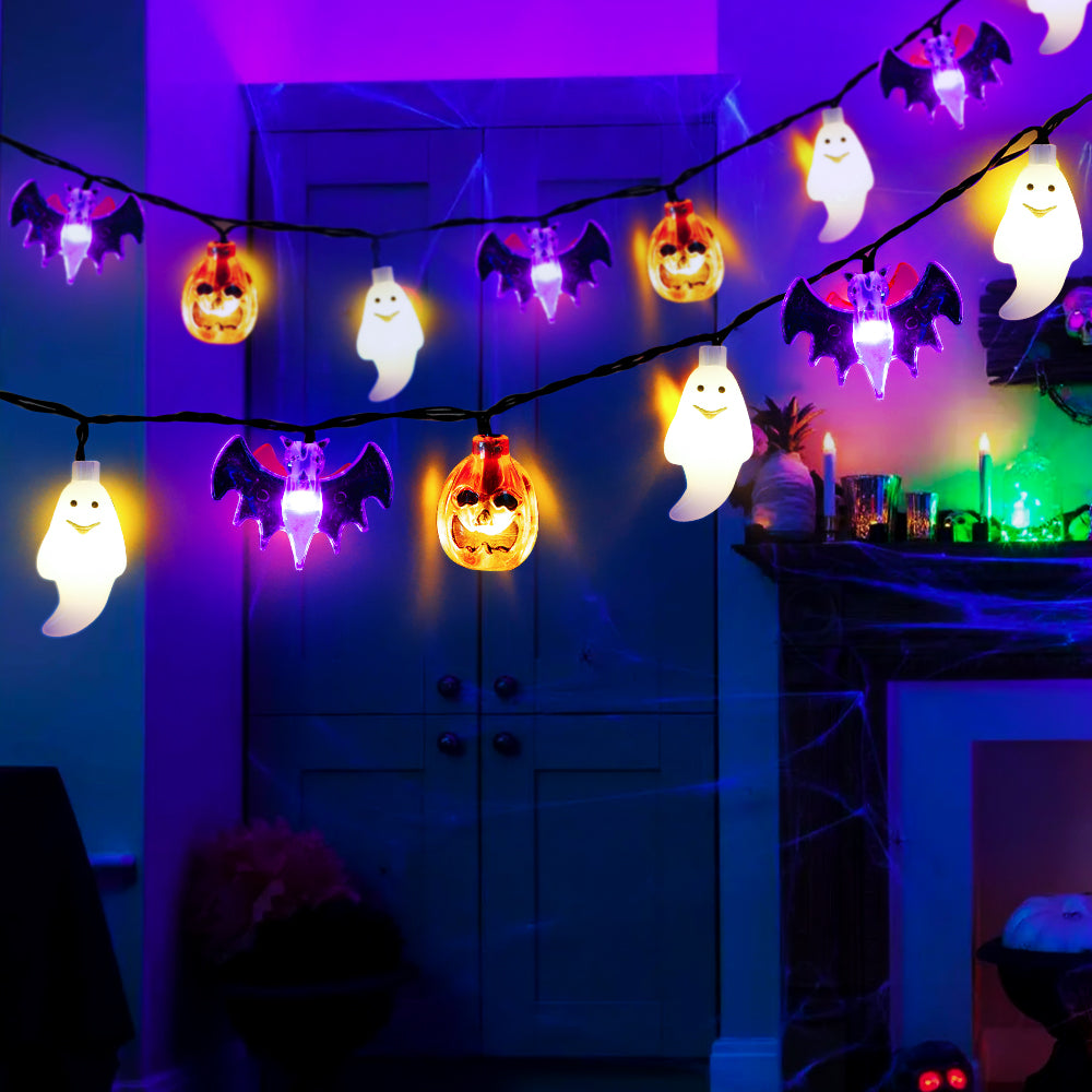 Solar Powered Halloween Lights – Pumpkin, Bat & Ghost LED String for Outdoor & Indoor Décor