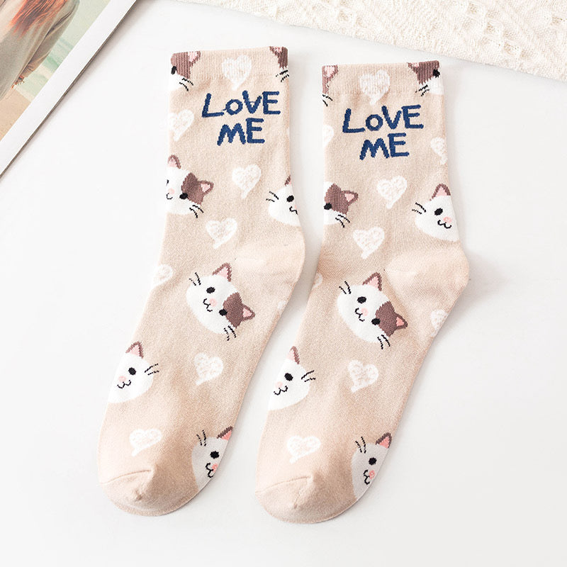 ‘Love Me’ Cute Cat Print Cozy Socks