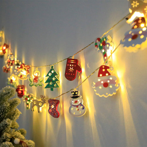 Christmas LED Light String – Festive Santa & Snowman Ornaments for Home Decoration
