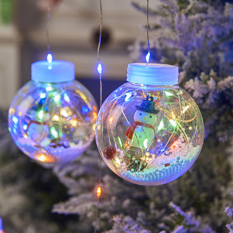 10PCS Christmas LED Curtain Fairy Light – Snowman & Tree Wishing Ball Lamp
