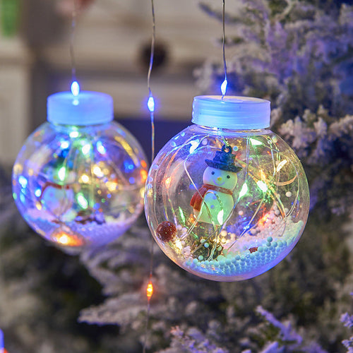 10PCS Christmas LED Curtain Fairy Light – Snowman & Tree Wishing Ball Lamp