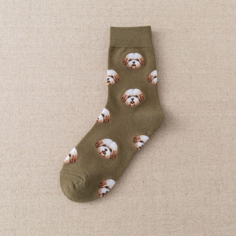 Cute Dog Print Cozy Cotton Socks