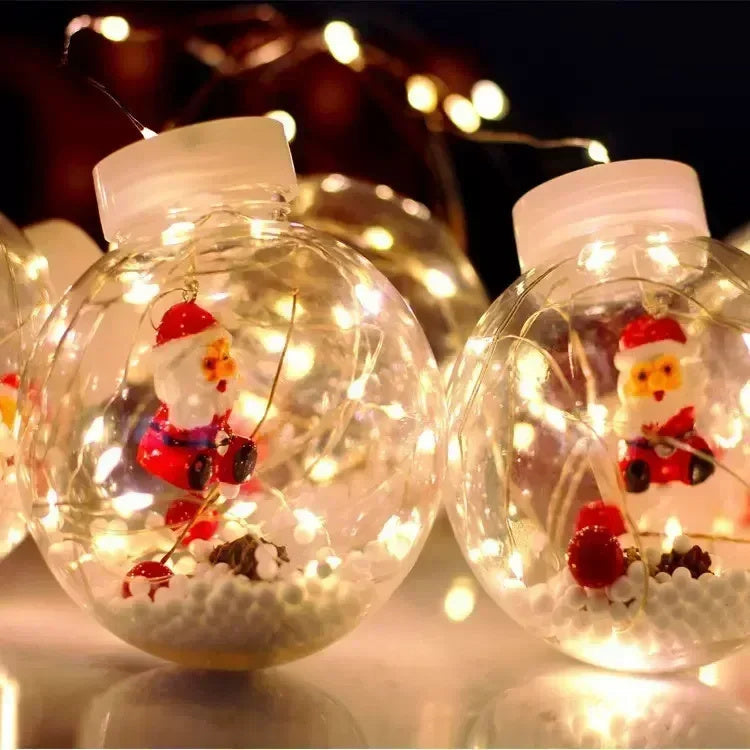 10PCS Christmas LED Curtain Fairy Light – Snowman & Tree Wishing Ball Lamp