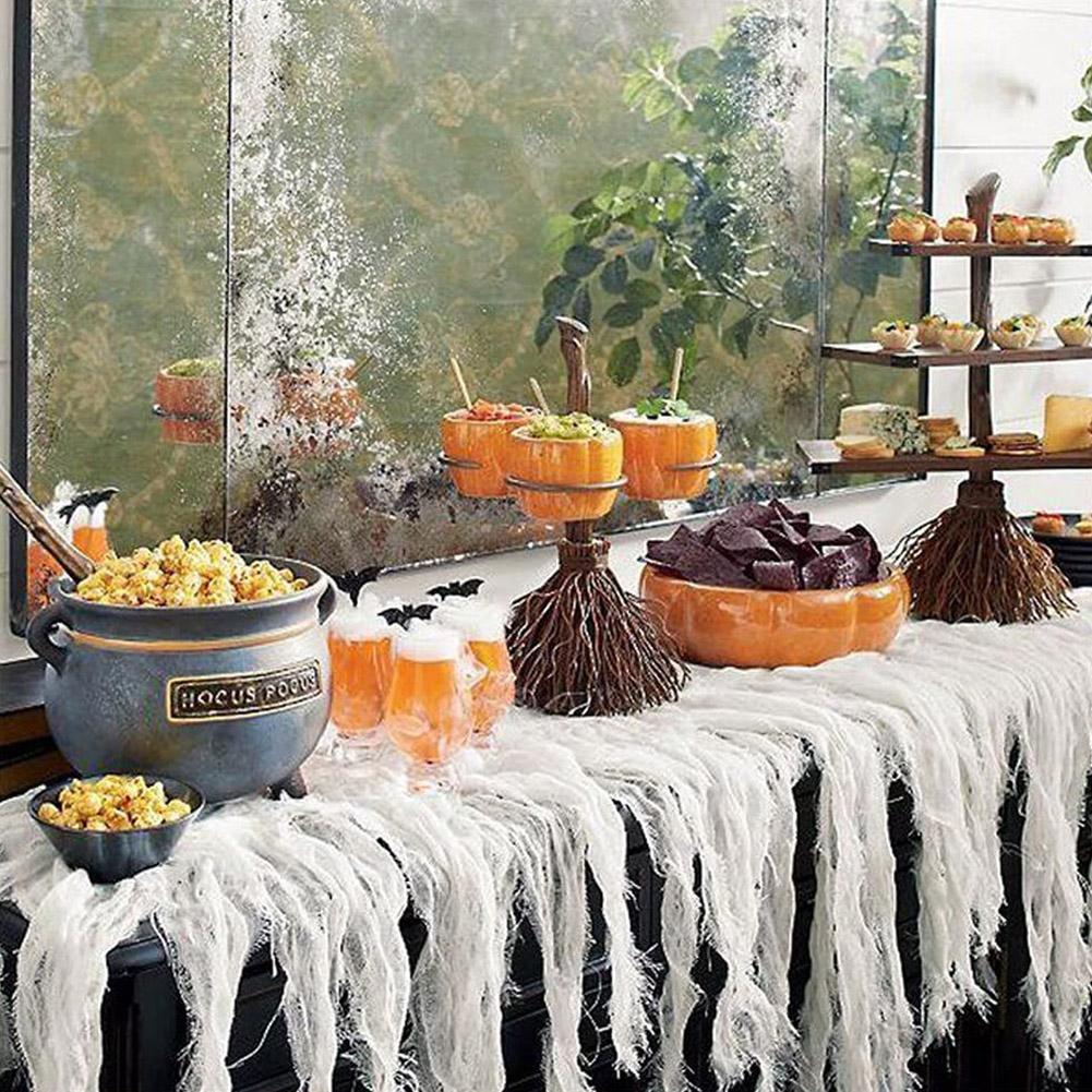 Halloween Pumpkin Snack Bowl Rack – Broom Style Party Table Decoration