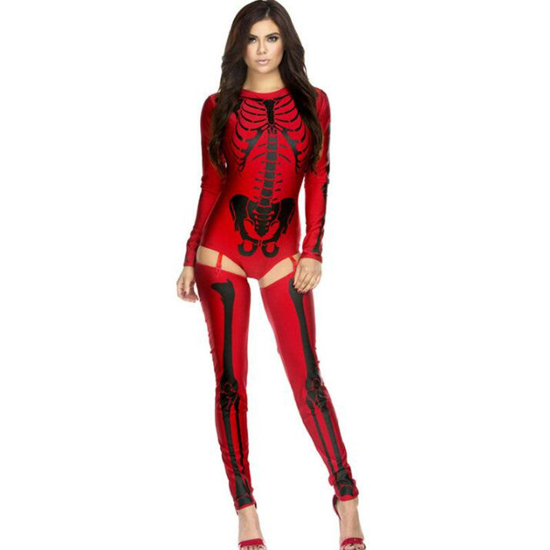 Halloween Skull Zombie Cosplay Costume – Stylish Horror Party Uniform for Women