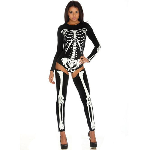 Halloween Skull Zombie Cosplay Costume – Stylish Horror Party Uniform for Women
