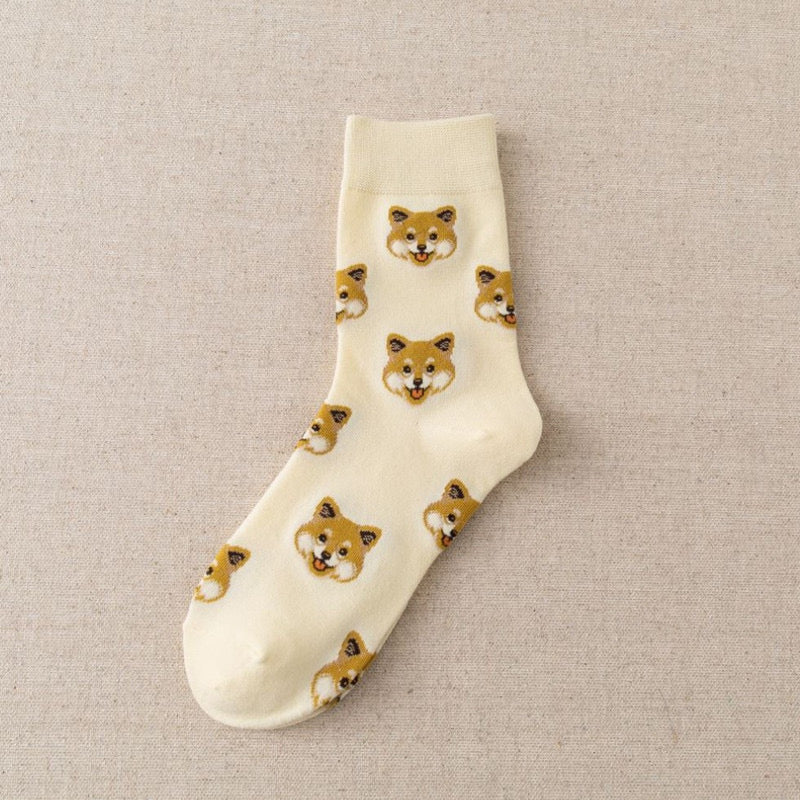 Cute Dog Print Cozy Cotton Socks