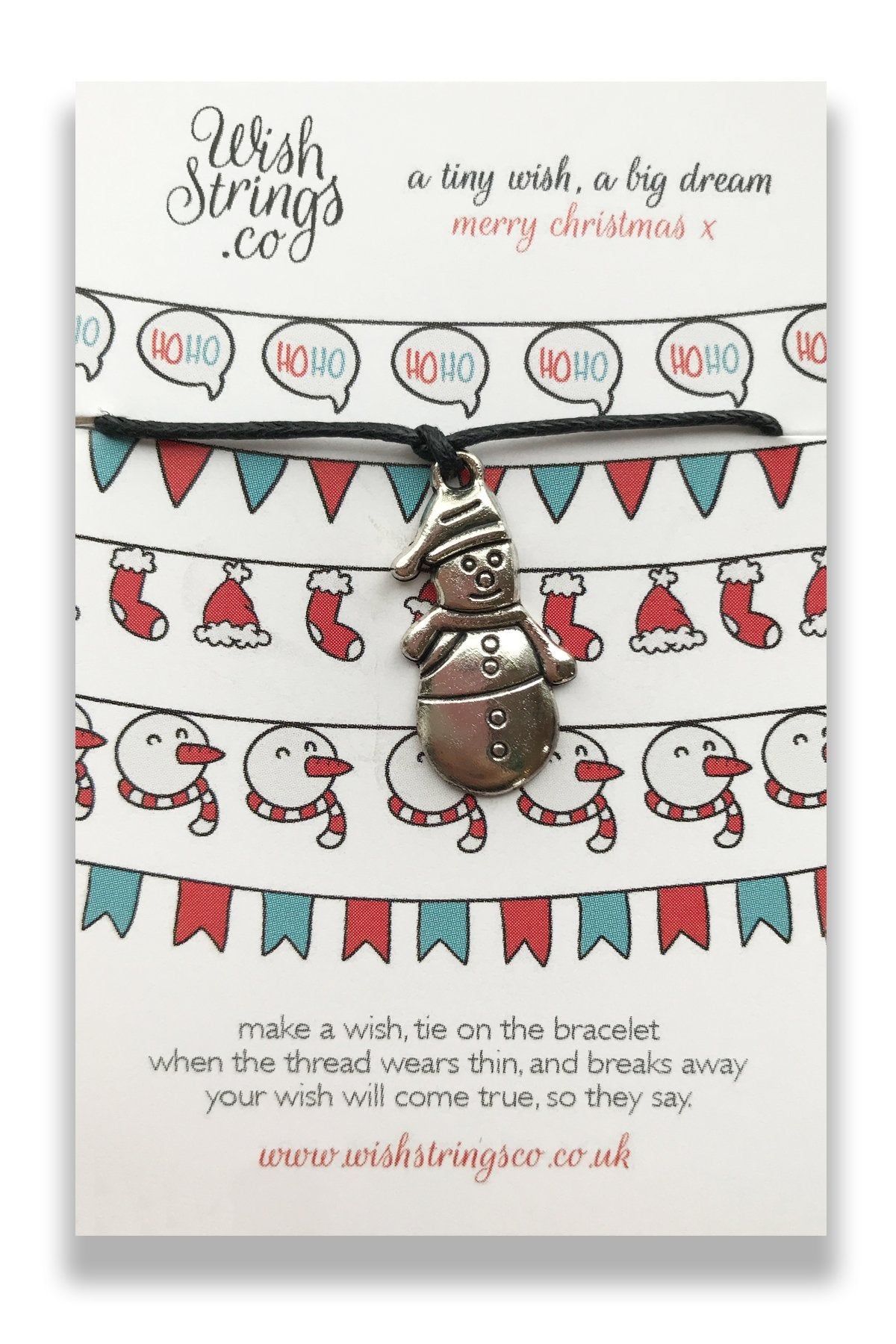 Snowman Wish Bracelet – Christmas Friendship Charm by WishStrings®