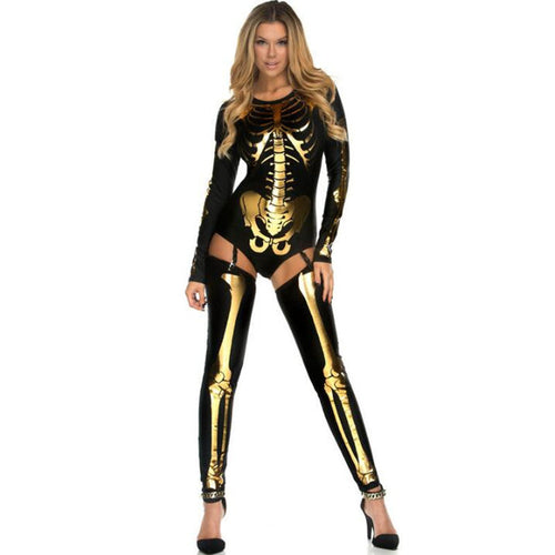Halloween Skull Zombie Cosplay Costume – Stylish Horror Party Uniform for Women
