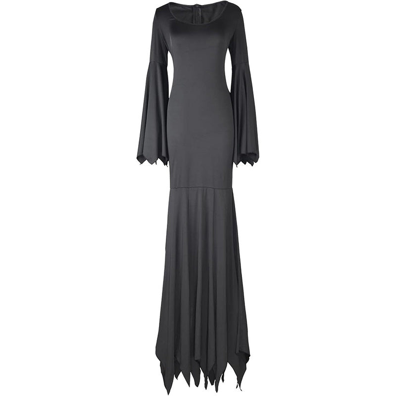 Black Costume Womens Gothic Witch Bat Sleeve Dress Halloween Cosplay